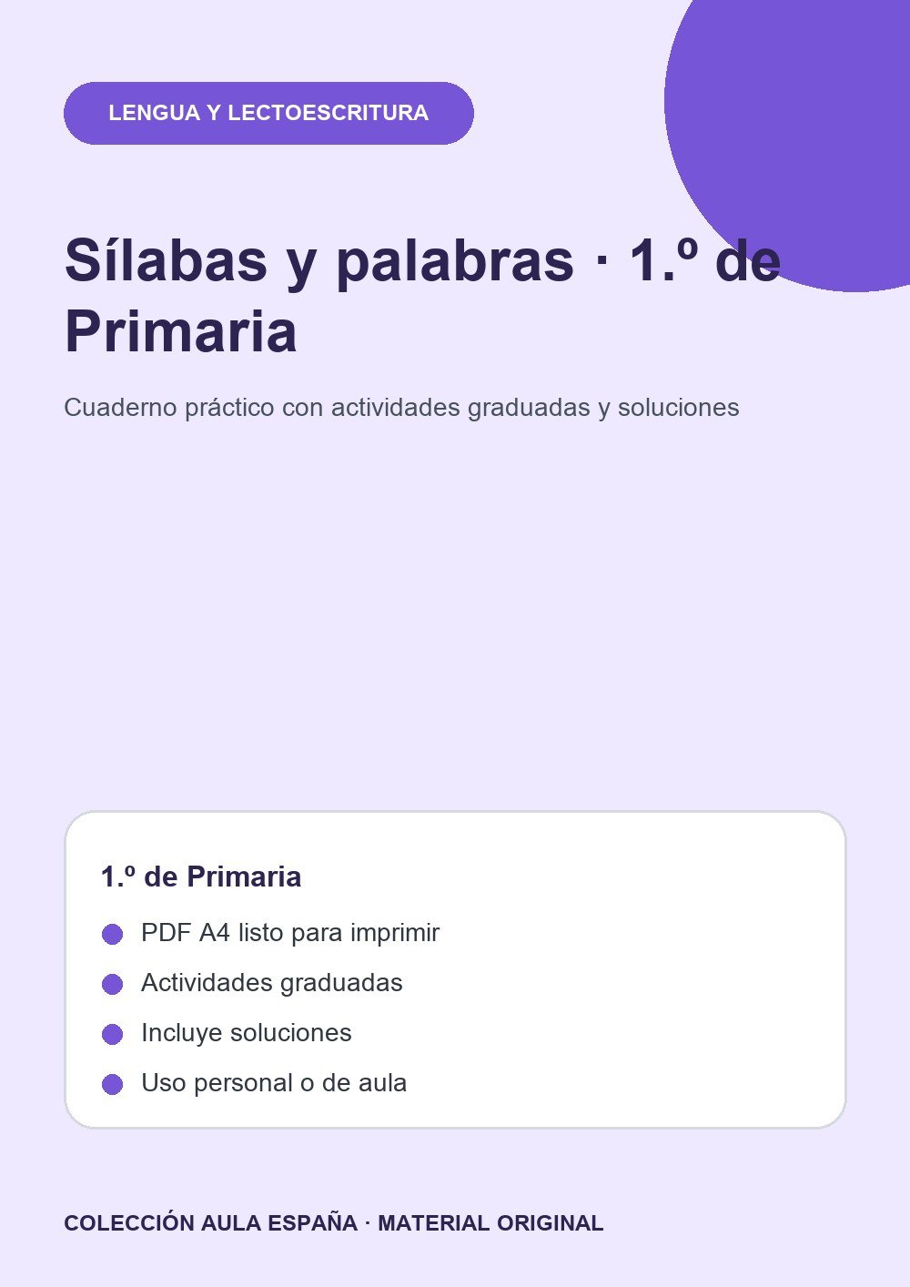 Sílabas y palabras · 1.º de Primaria