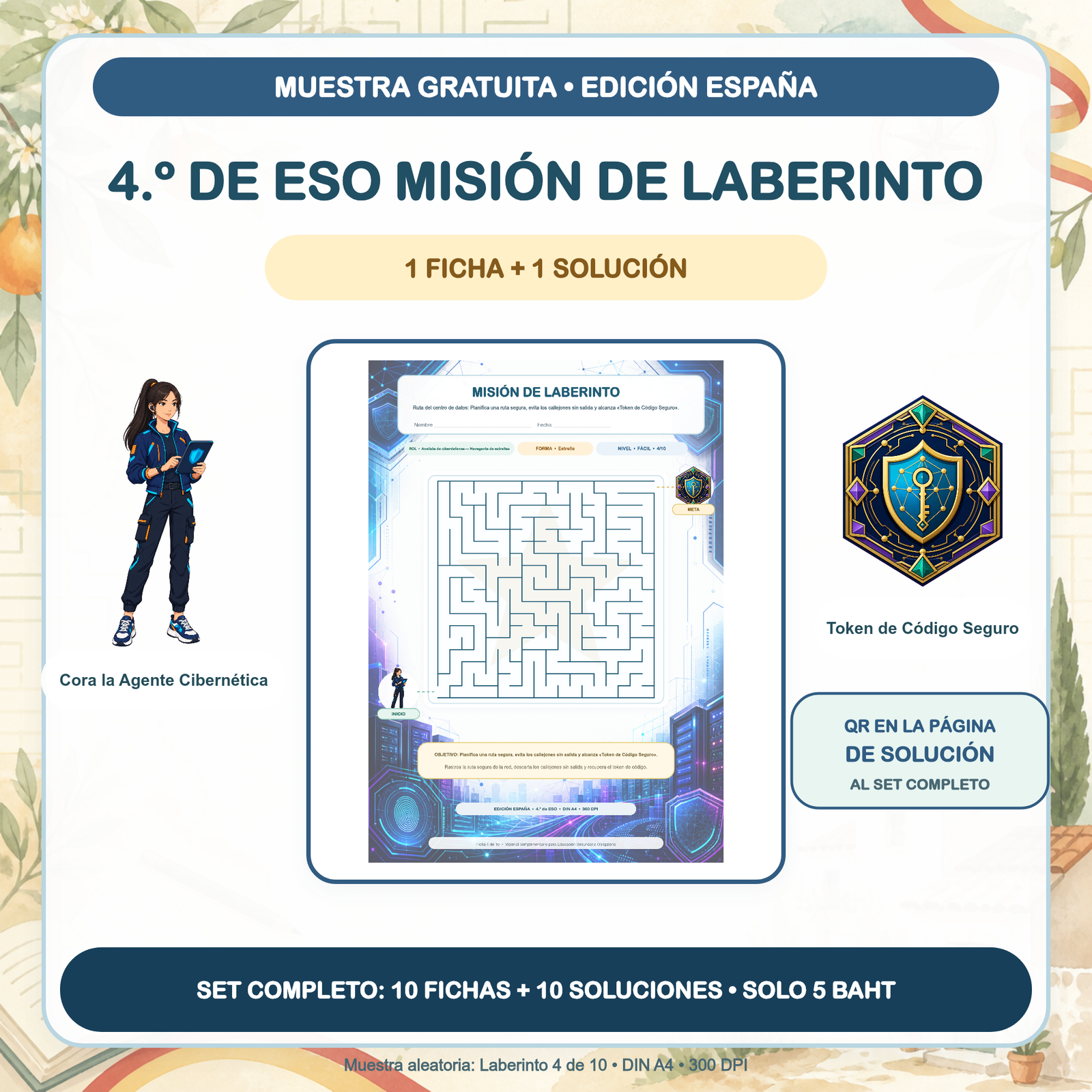 MUESTRA GRATUITA — Misiones de Laberinto España: 4.º de ESO (1 ficha + solución)