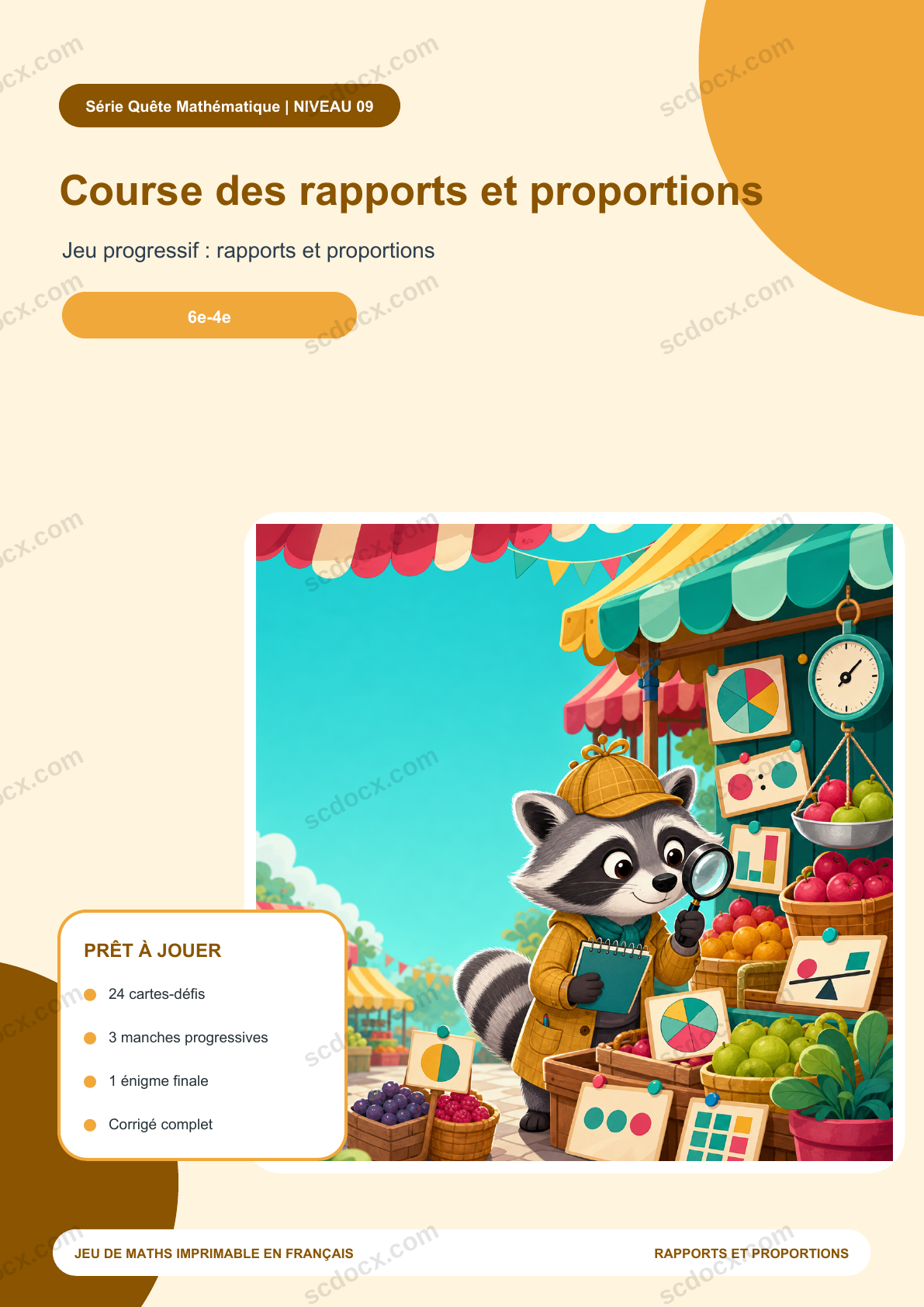 Course des rapports et proportions | Jeu de maths avec corrigé