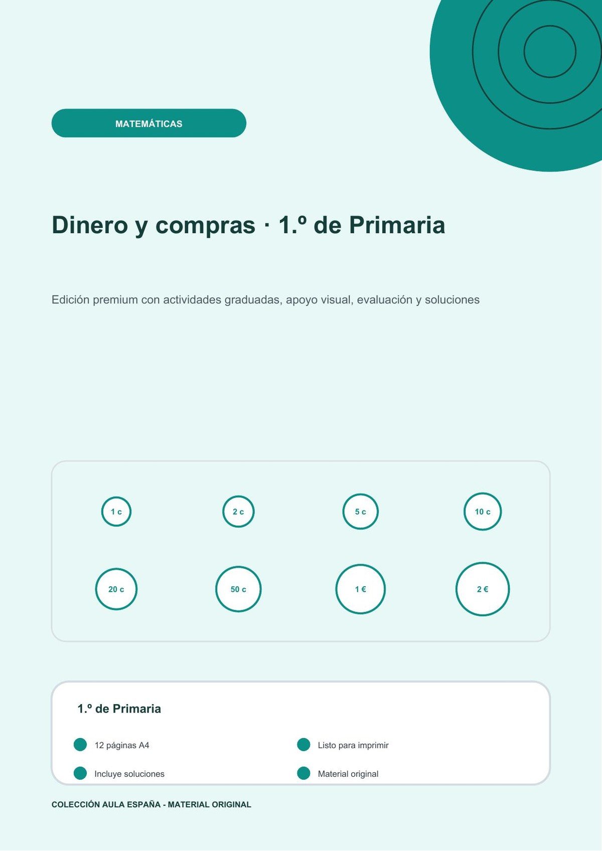 Dinero y compras · 1.º de Primaria