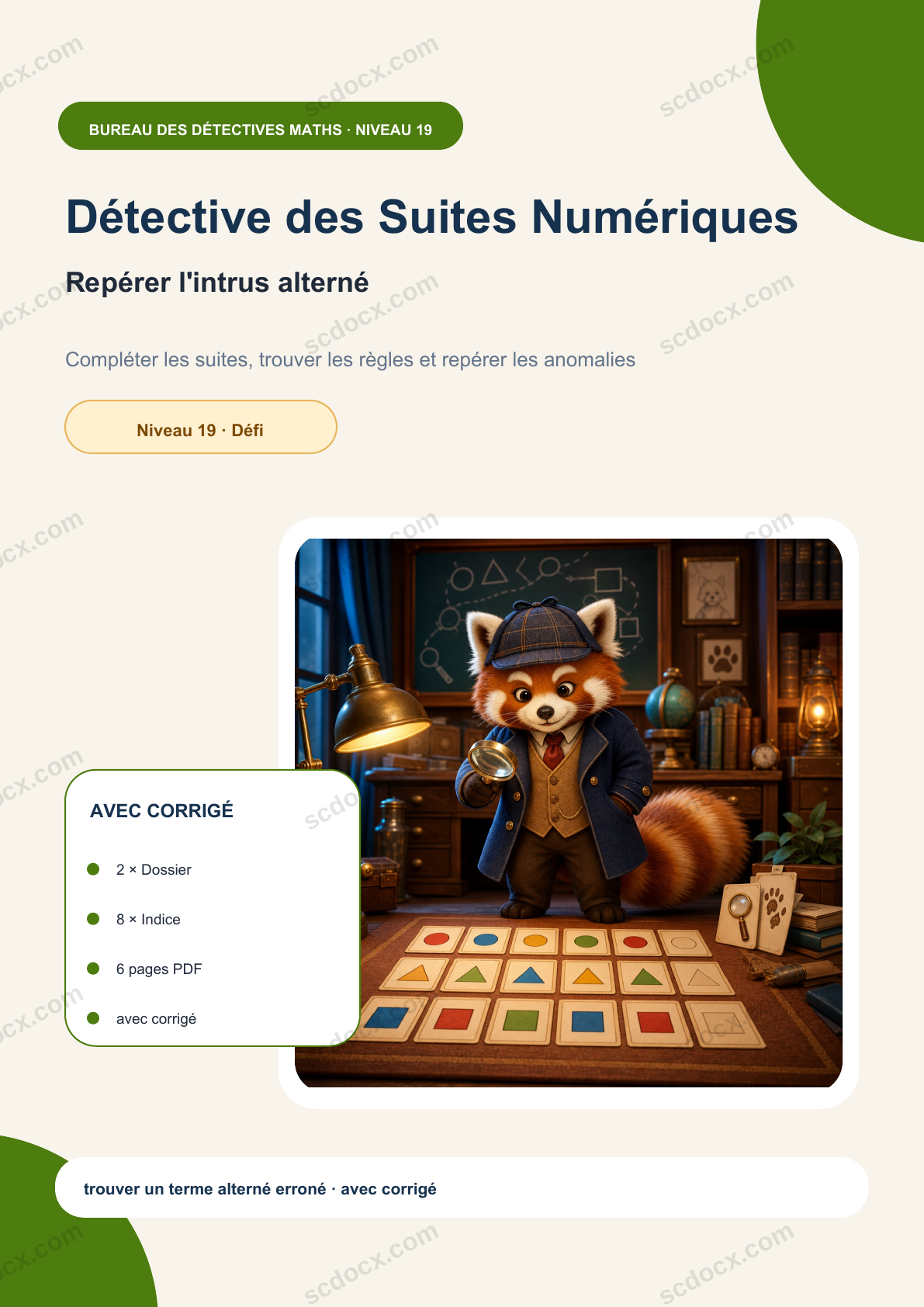 Détective des Suites Numériques Niveau 19 | Repérer l'intrus alterné avec corrigé
