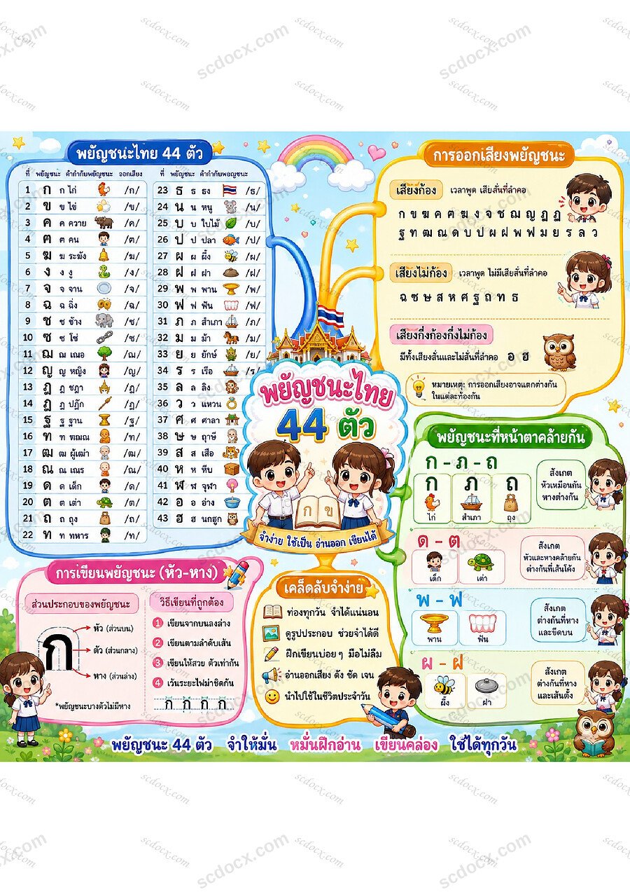 ใบงานภาษาไทย พยัญชนะไทย 44 ตัว