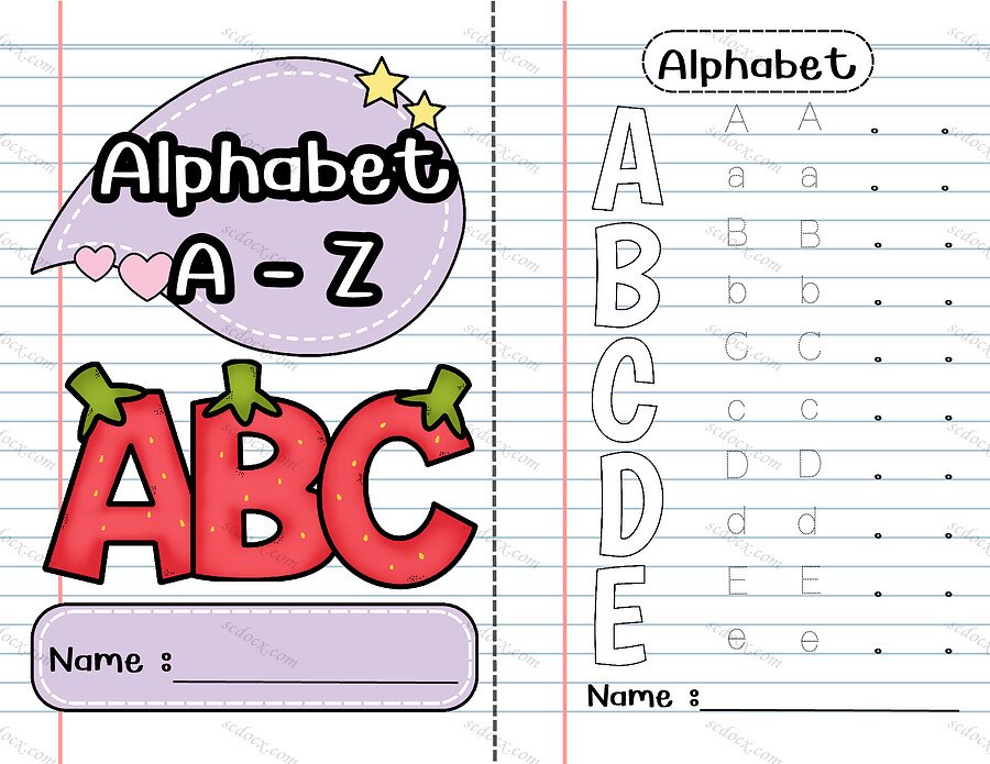 สมุดแบบฝึกหัดคัดลายมือภาษาอังกฤษ A-Z และคำศัพท์แสนสนุก สำหรับเด็กอนุบาลและปฐมวัย