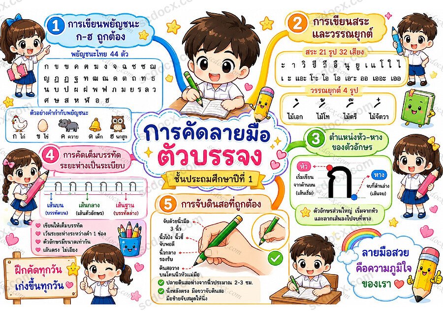 ใบงานภาษาไทย การคัดลายมือตัวบรรจง