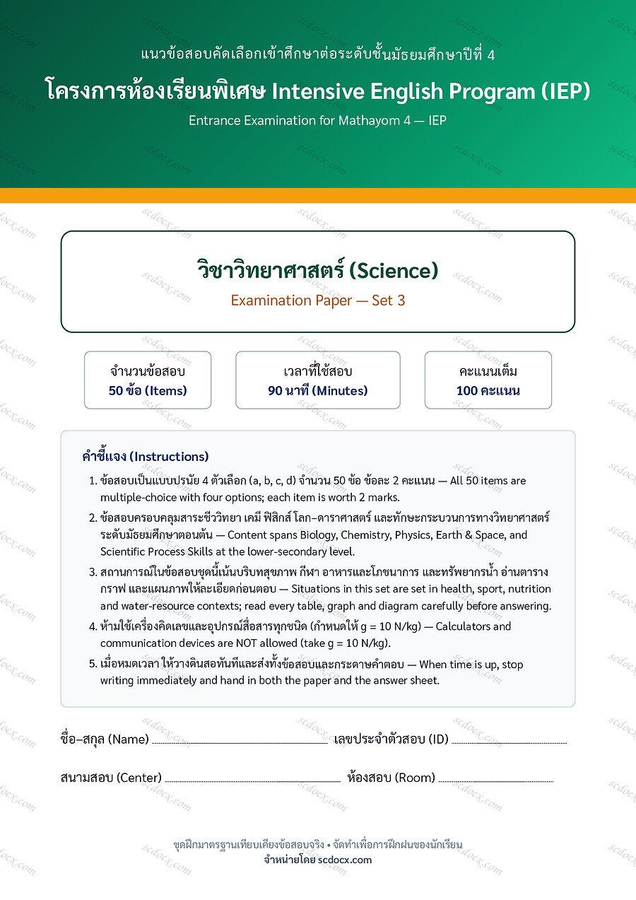 EX-106CFA15 | วิทยาศาสตร์ Science ชุดที่3 | 19 หน้า พร้อมเฉลย