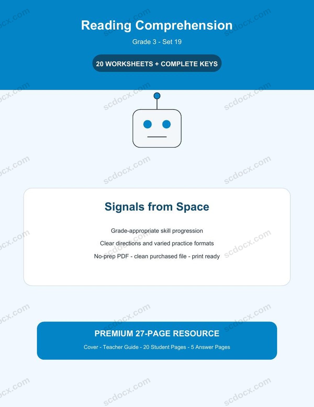 Reading Comprehension | Grade 3 | Signals from Space | 20 Worksheets + Answer Keys
