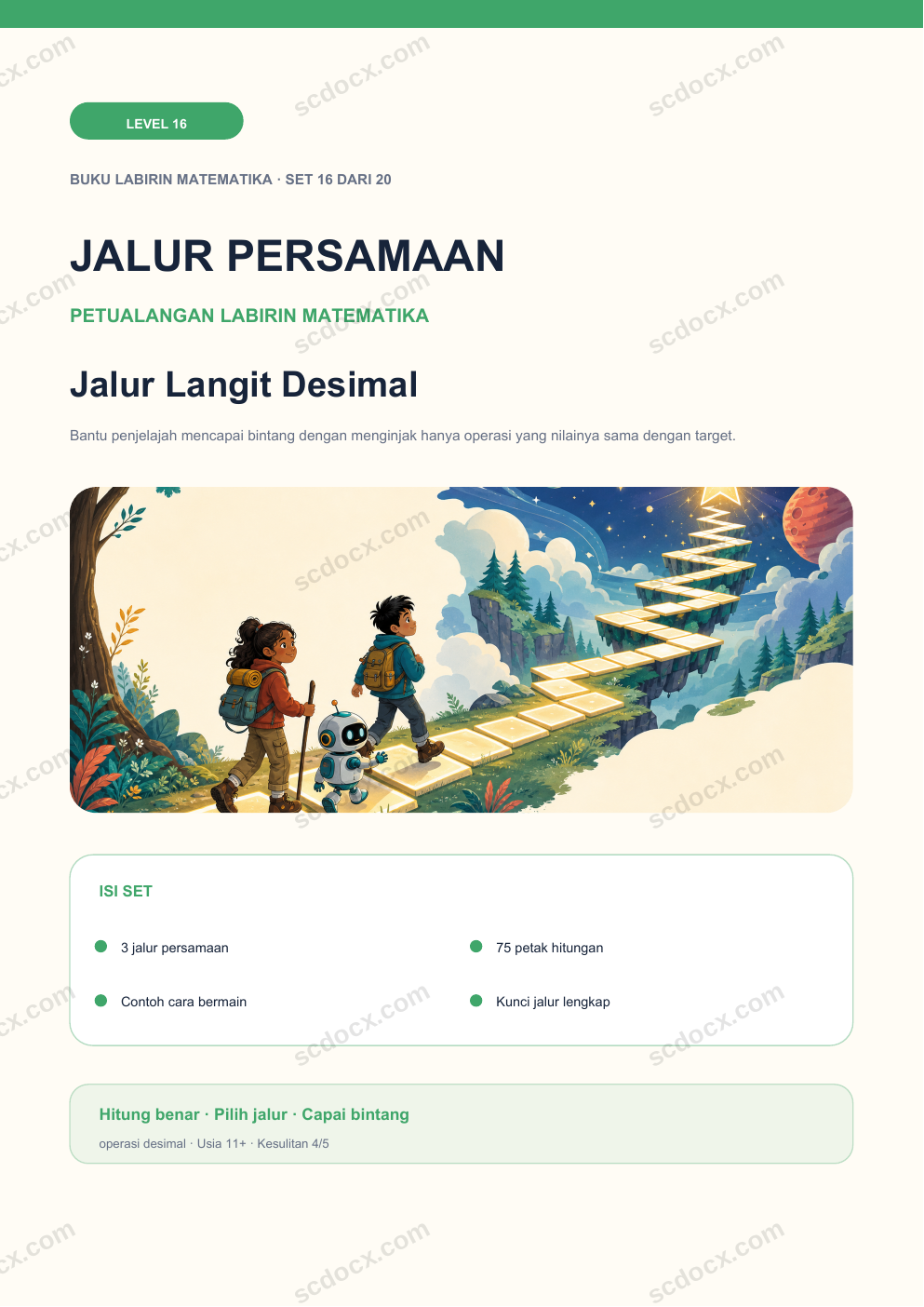 Jalur Persamaan Level 16 | Jalur Langit Desimal dengan Jawaban