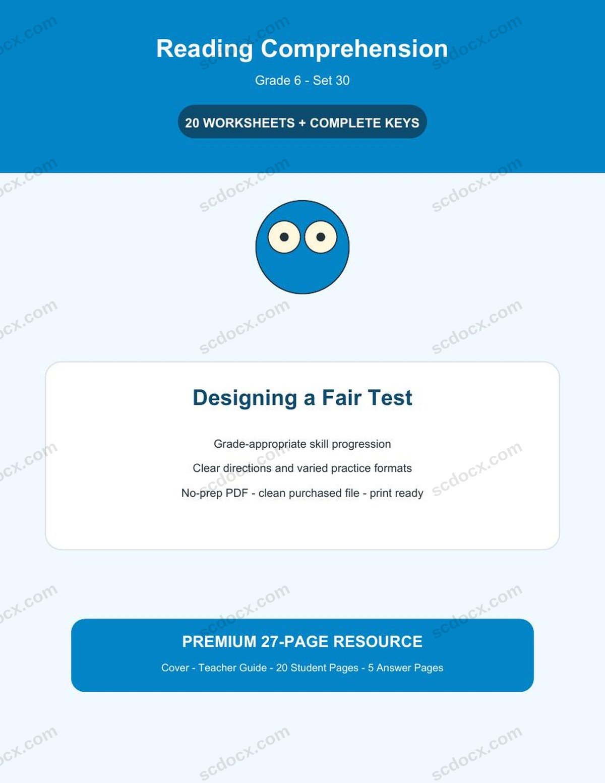 Reading Comprehension | Grade 6 | Designing a Fair Test | 20 Worksheets + Answer Keys