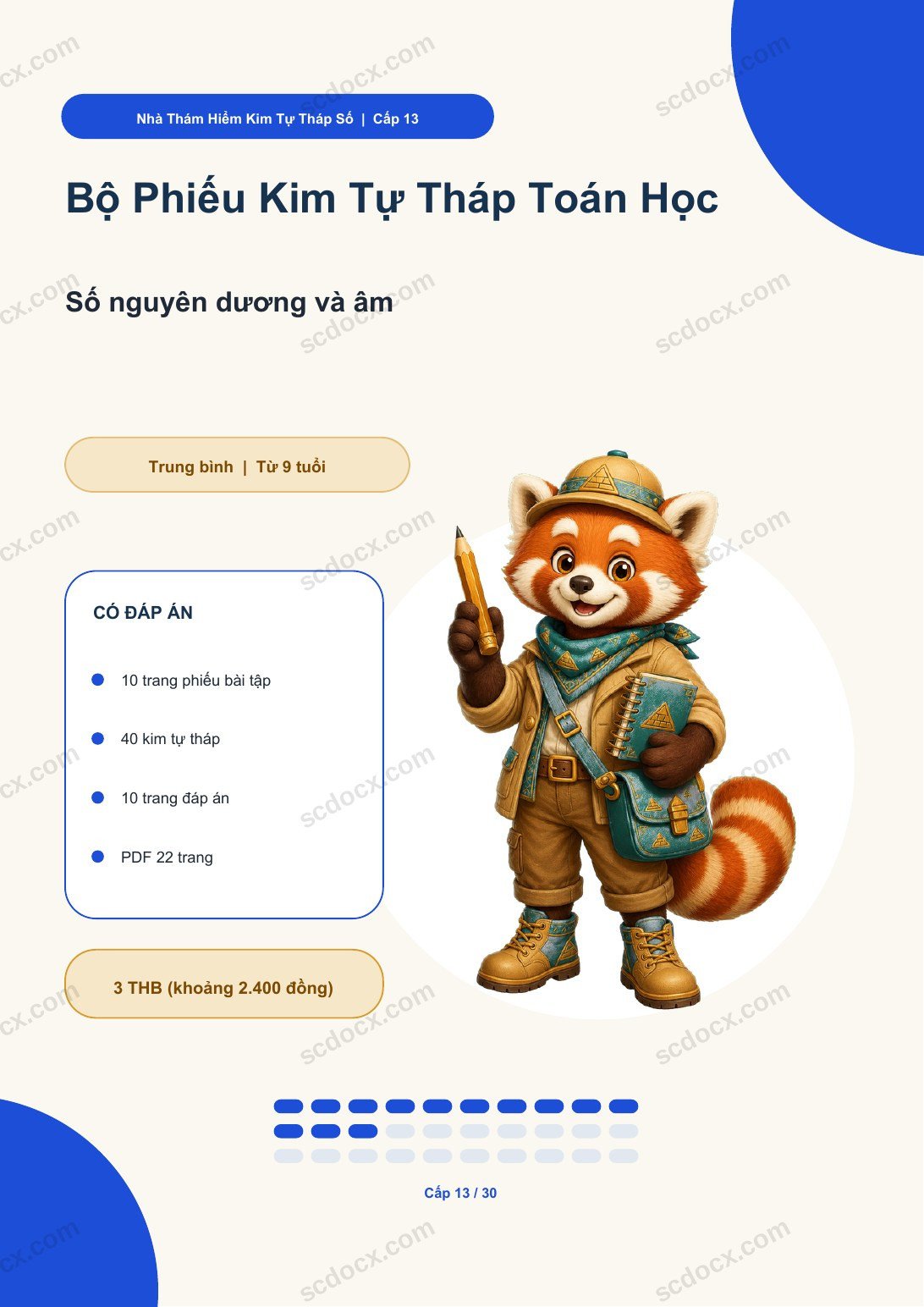 Bộ Phiếu Kim Tự Tháp Toán Học Cấp 13 | Số nguyên dương và âm có đáp án