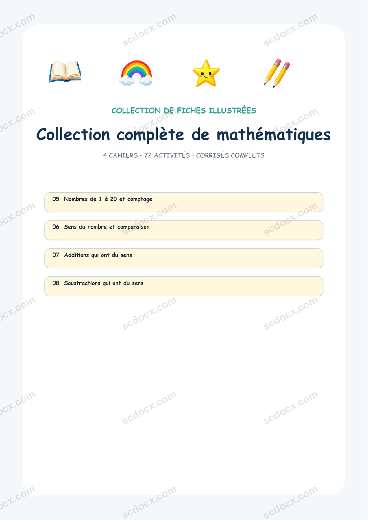 Collection complète de mathématiques | 4 cahiers | 102 pages | A4 | Édition France