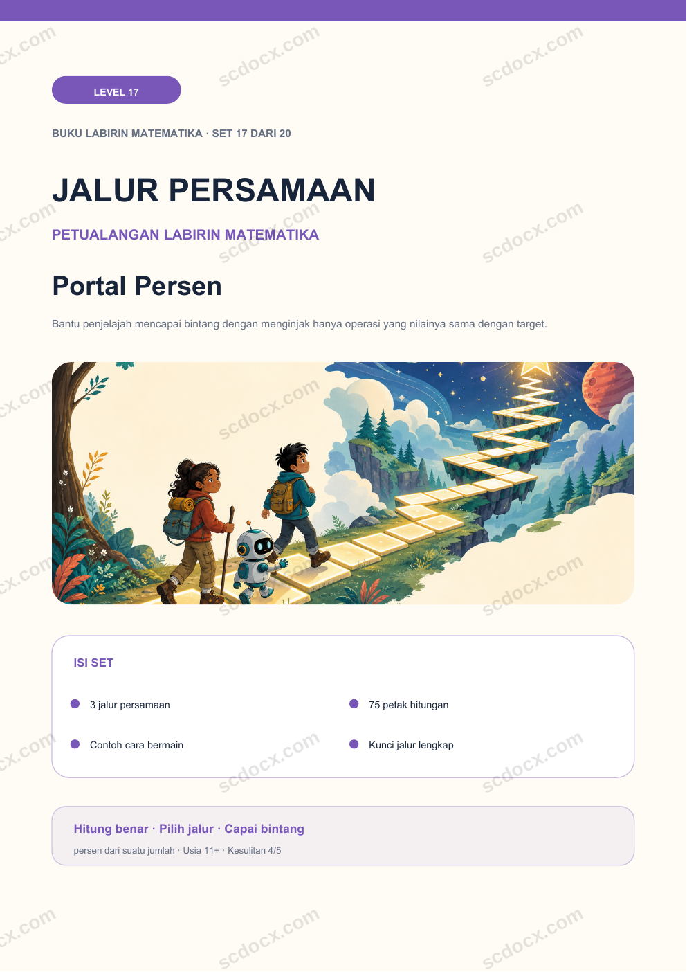 Jalur Persamaan Level 17 | Portal Persen dengan Jawaban