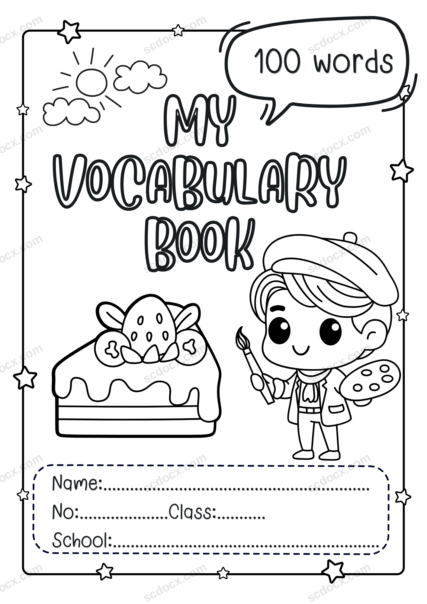 สมุดคำศัพท์ภาษาอังกฤษ 10 หมวด 100 คำ