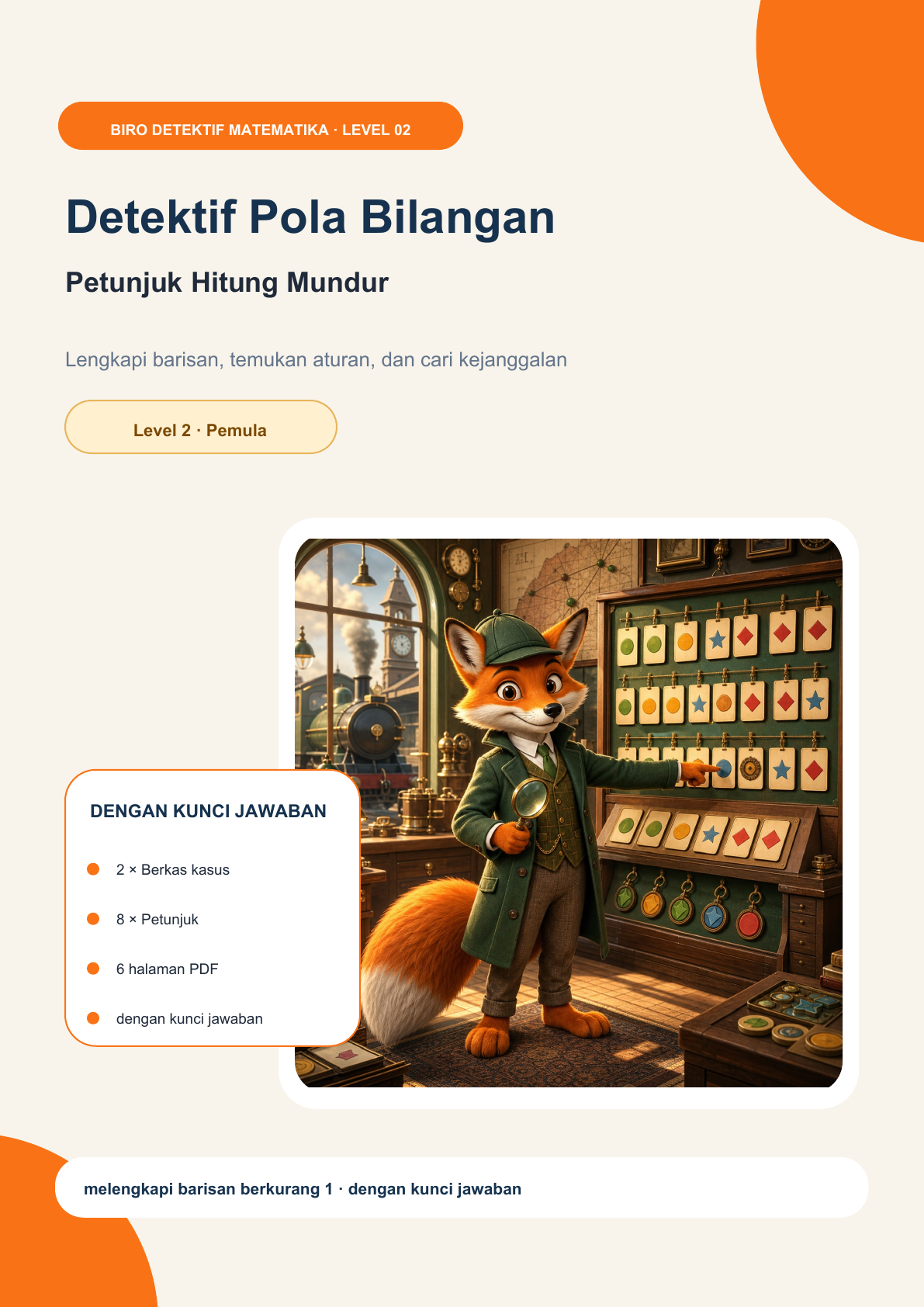 Detektif Pola Bilangan Level 2 | Petunjuk Hitung Mundur dengan kunci jawaban (GRATIS)