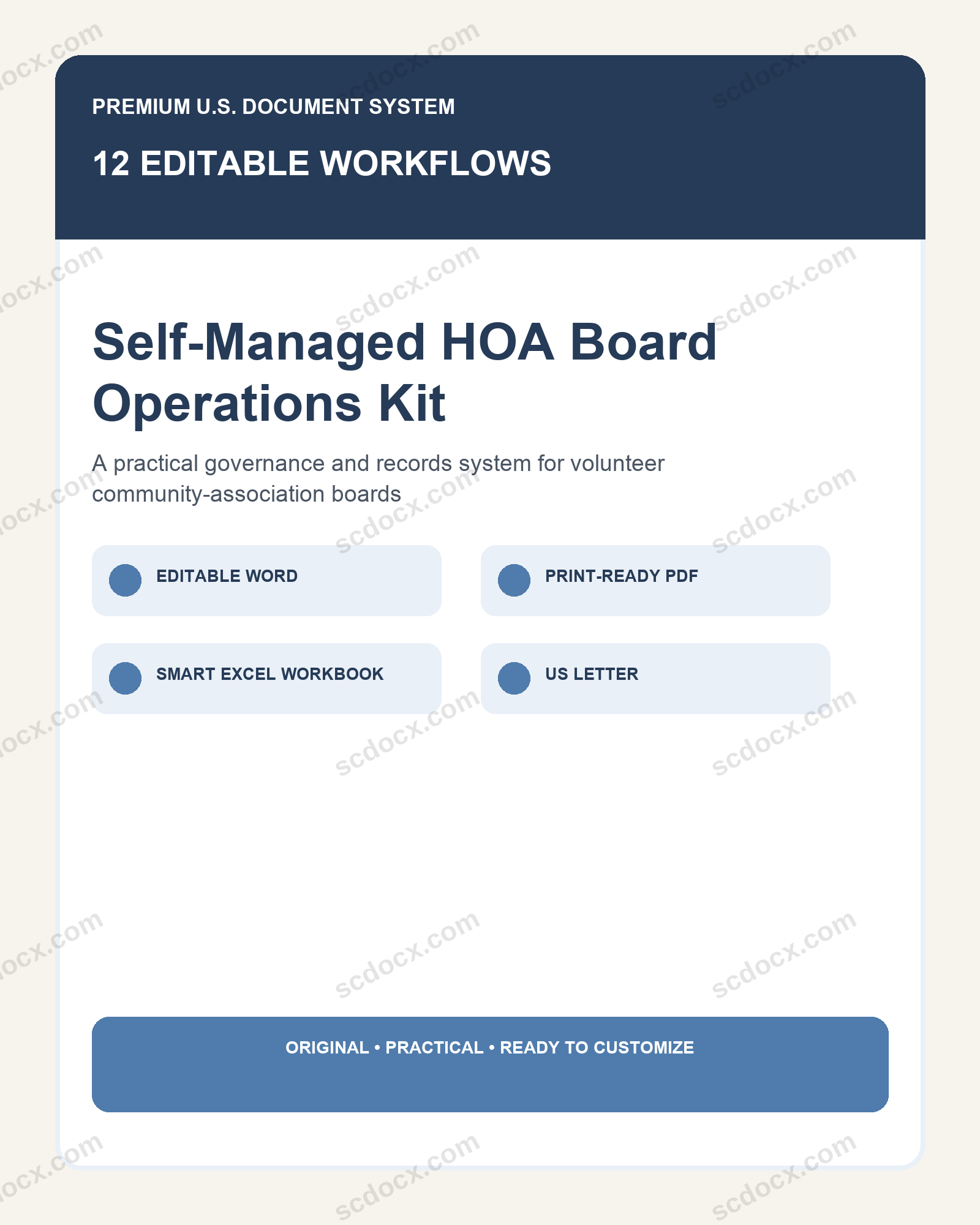 Self-Managed HOA Board Operations Kit | 12 Editable Governance Templates