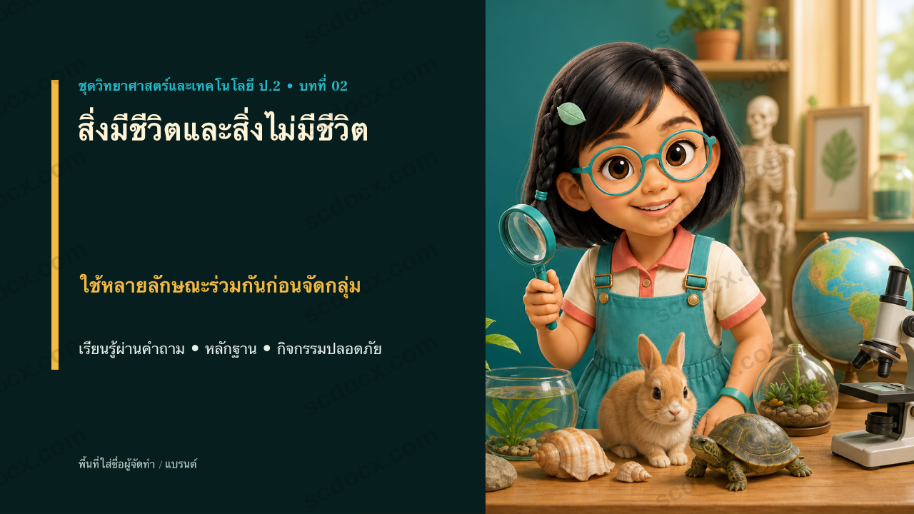 PowerPoint วิทยาศาสตร์และเทคโนโลยี ป.2 บทที่ 2 สิ่งมีชีวิตและสิ่งไม่มีชีวิต