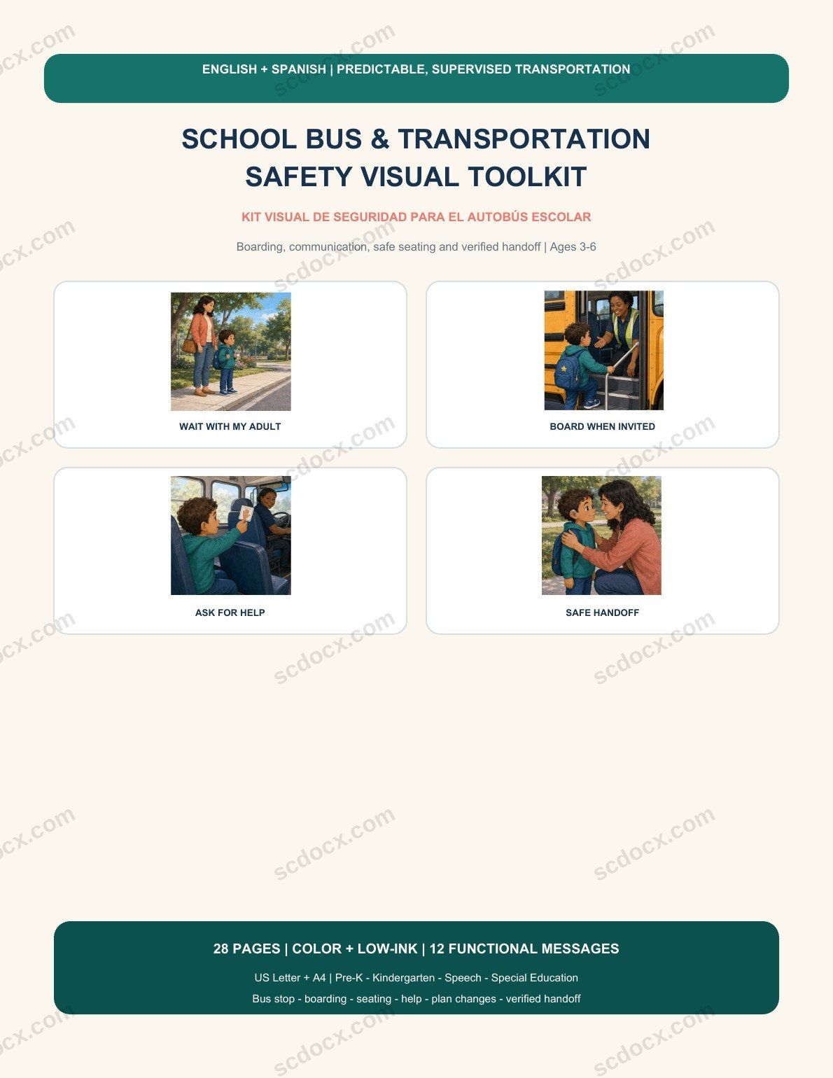 School Bus & Transportation Safety Visual Toolkit | รถโรงเรียนปลอดภัย 2 ภาษา 28 หน้า