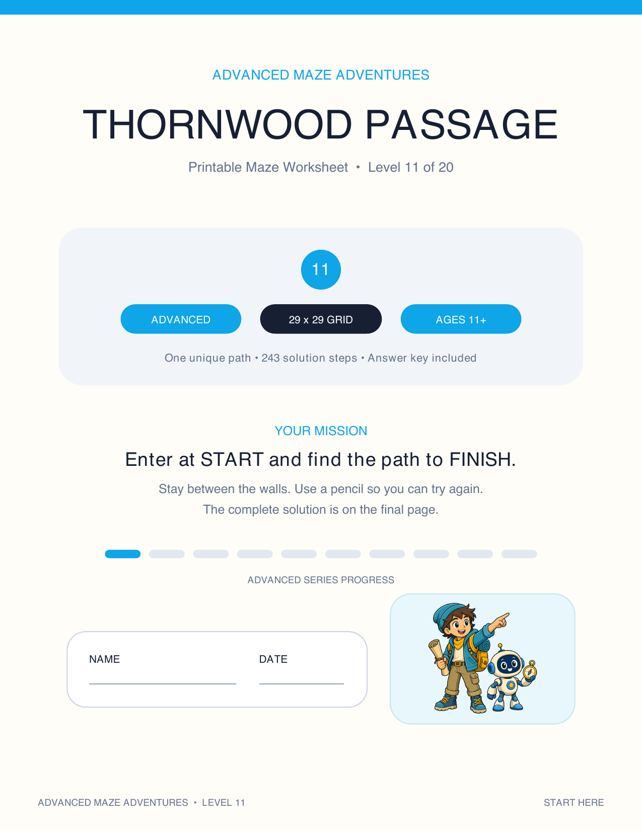Free Printable Maze: Thornwood Passage - Level 11 (Advanced)