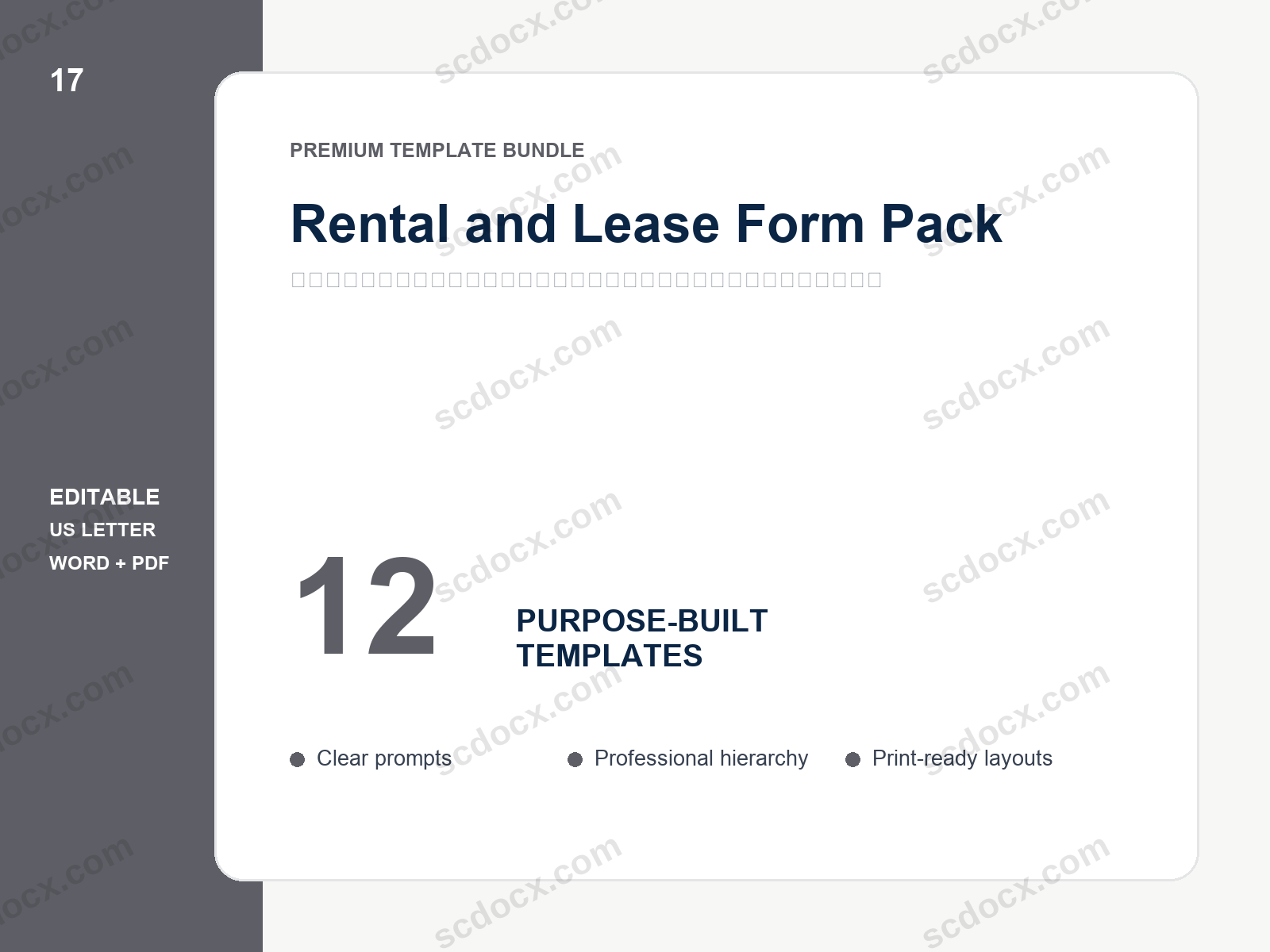 Rental and Lease Form Pack | 12 Editable US Letter Templates
