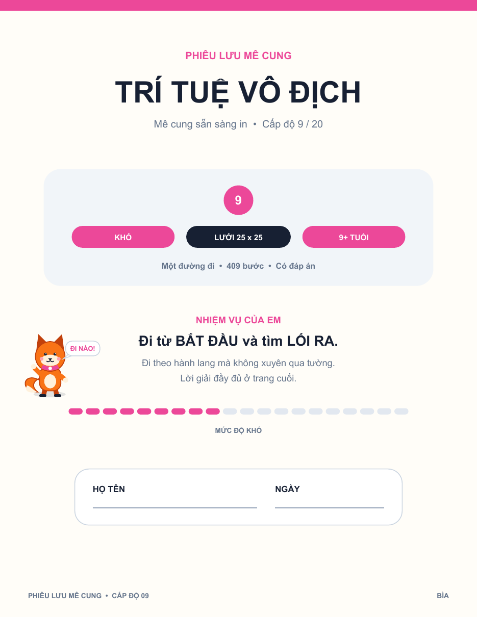 Mê Cung Hoạt Hình Tiếng Việt Miễn Phí 09 - Trí Tuệ Vô Địch (Kèm Đáp Án)