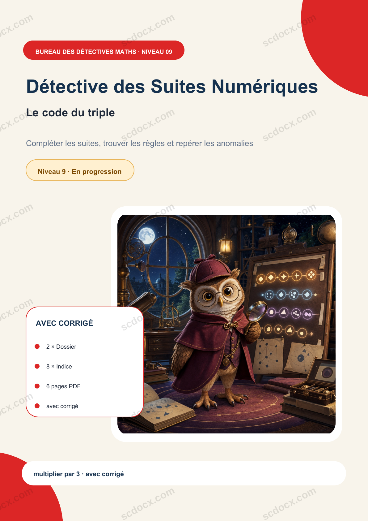 Détective des Suites Numériques Niveau 9 | Le code du triple avec corrigé