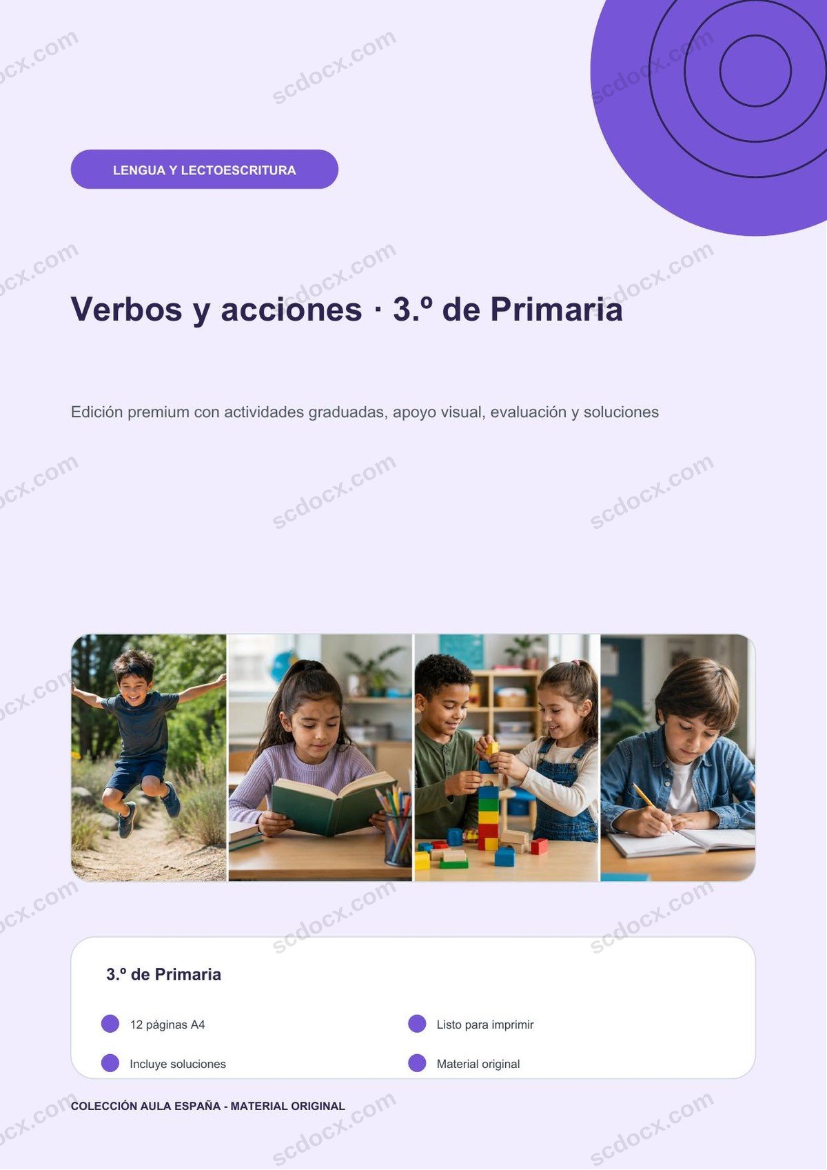 Verbos y acciones · 3.º de Primaria
