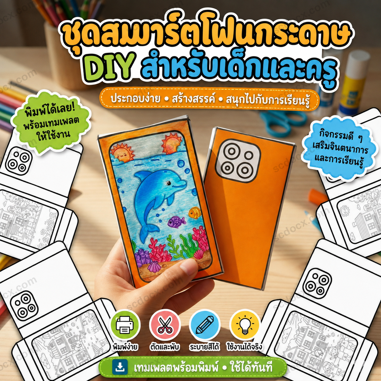 [PDF] ปกเคสมือถือระบายสี 100 ลาย! | พร้อมพิมพ์
