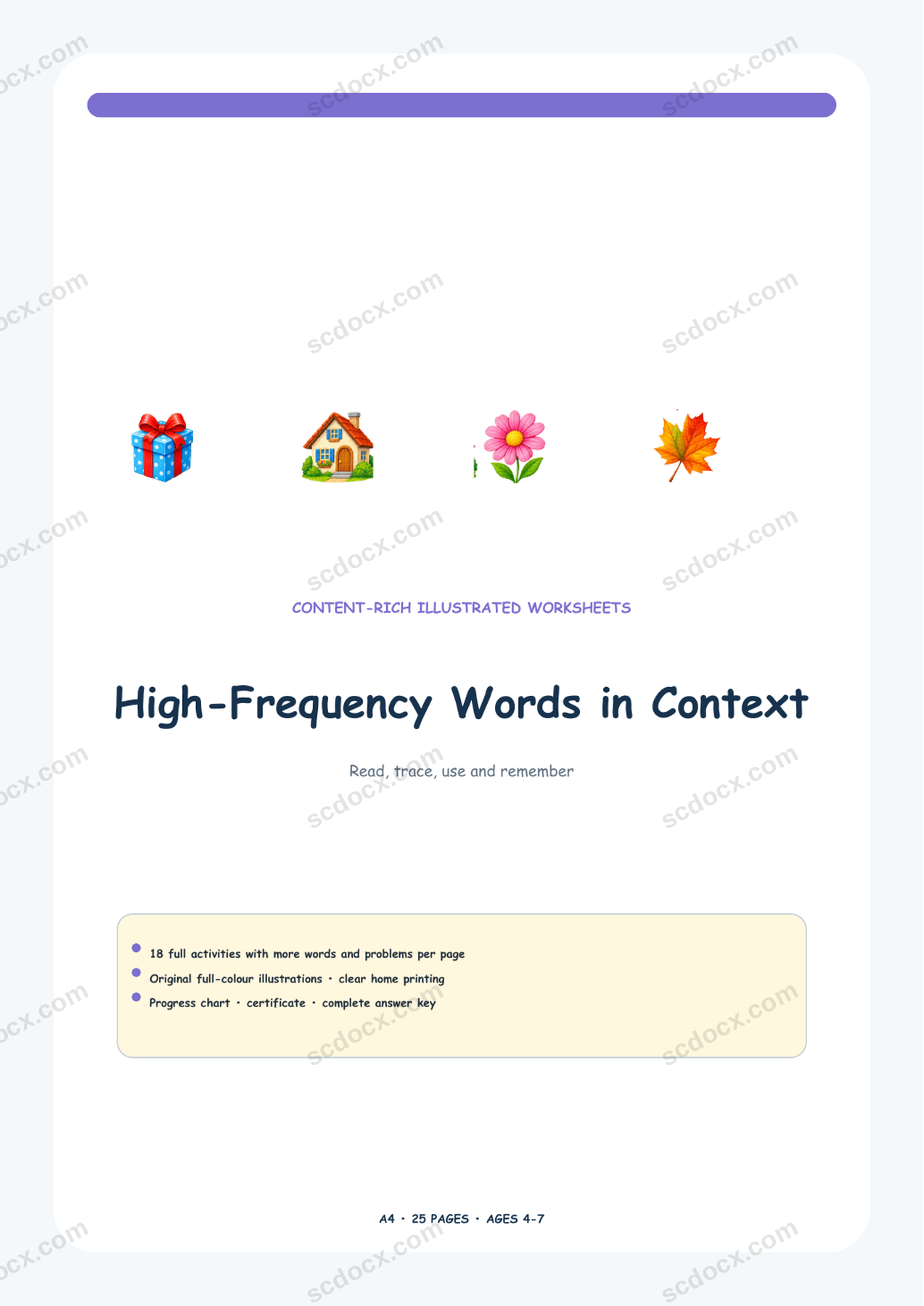 High-Frequency Words in Context | 18 activities + answer keys | A4 | Australian Edition