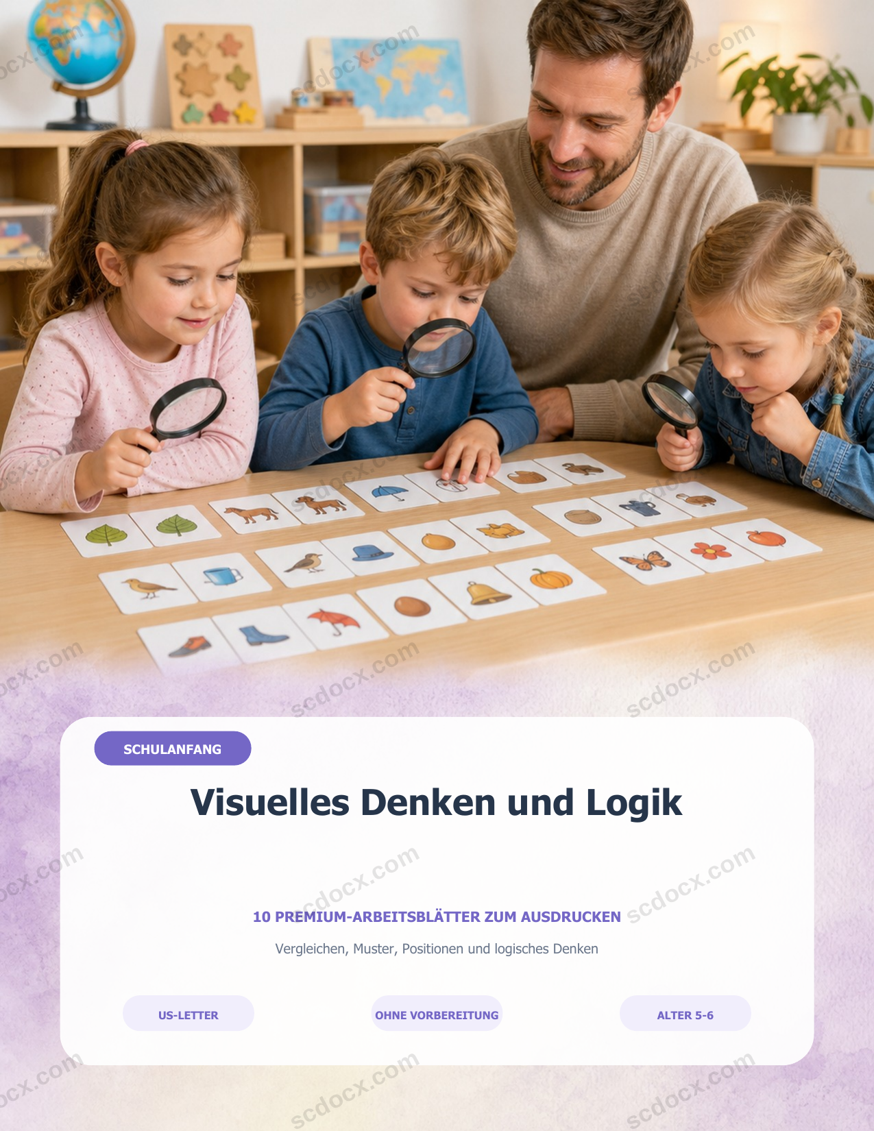 DEUTSCH | Visuelles Denken und Logik | Schulanfang | 10 Premium-Arbeitsblätter