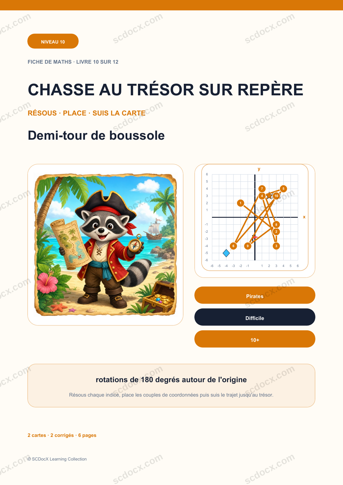 Chasse au Trésor sur Repère Niveau 10 | Demi-tour de boussole avec corrigé