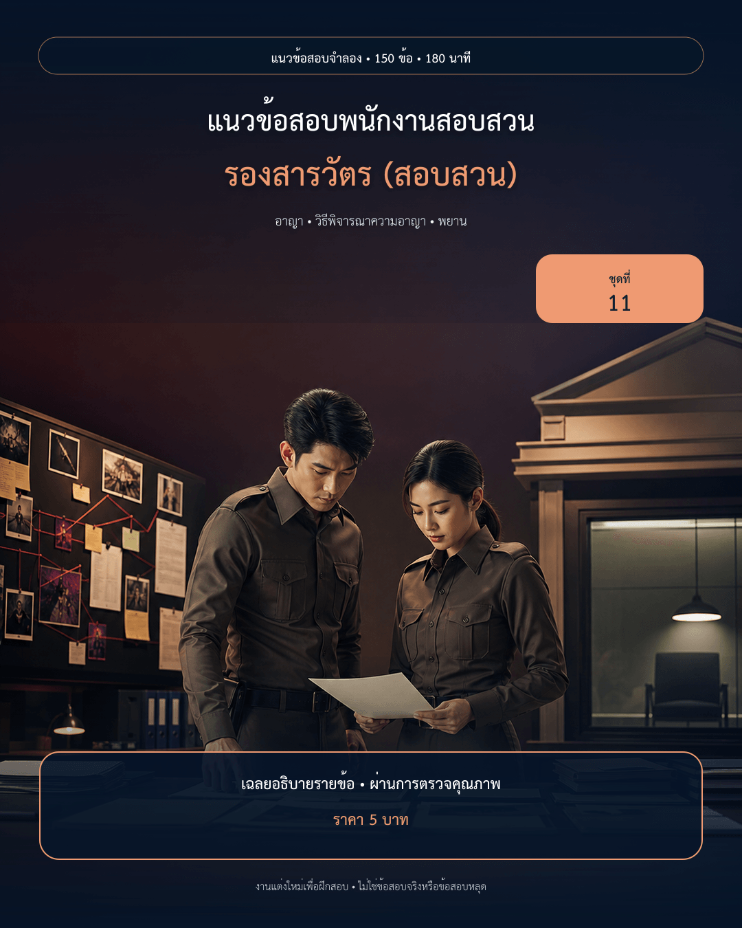ชุดข้อสอบออนไลน์: แนวข้อสอบรองสารวัตร (สอบสวน) / พนักงานสอบสวน ชุดที่ 11 (150 ข้อ)