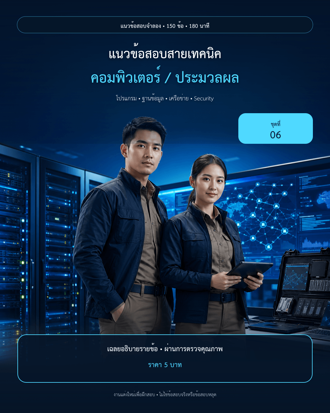 ชุดข้อสอบออนไลน์: แนวข้อสอบสายเทคนิคและวิชาชีพ (คอมพิวเตอร์/ประมวลผล) ชุดที่ 06 (150 ข้อ)