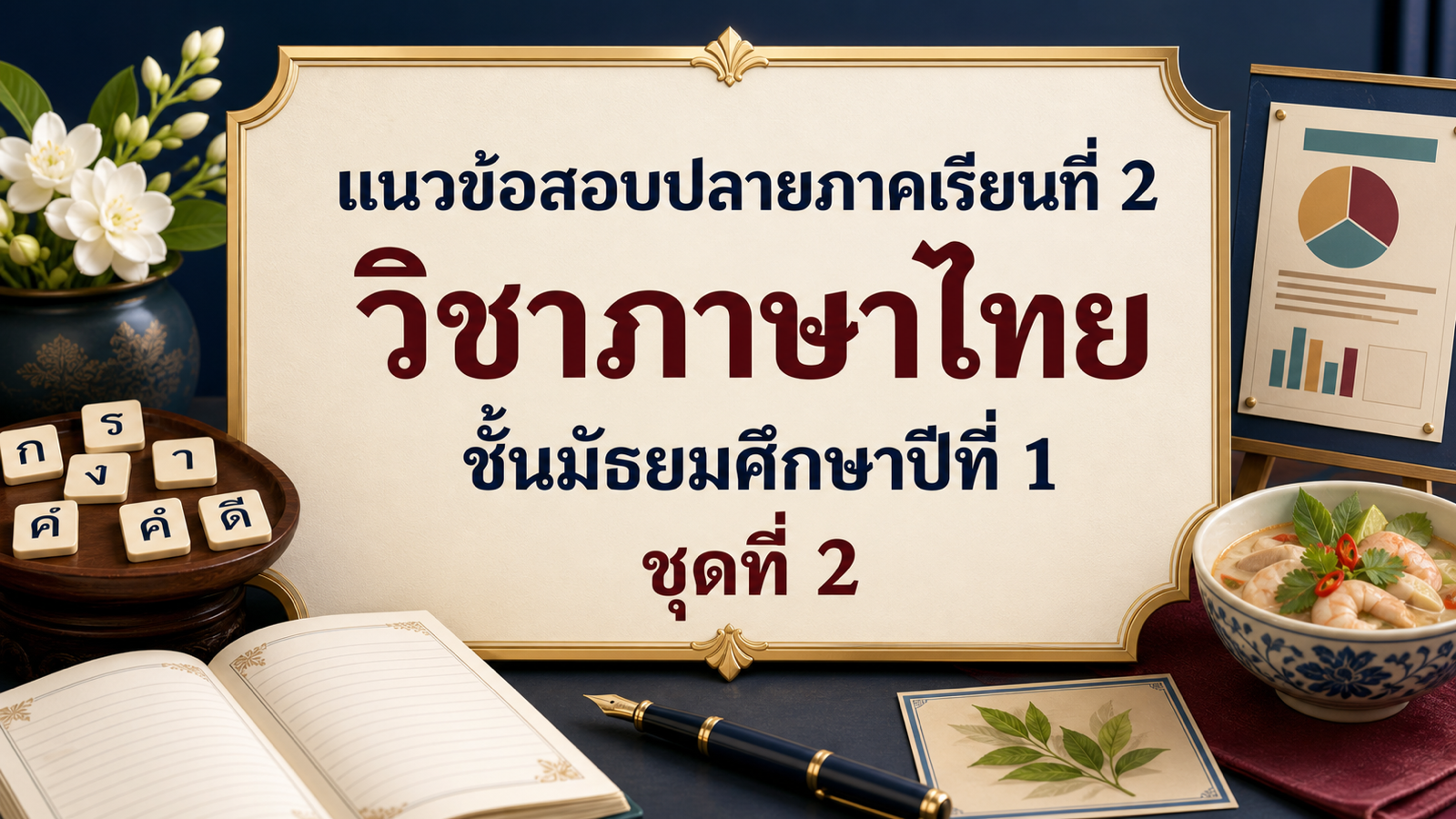 ชุดข้อสอบออนไลน์: แนวข้อสอบปลายภาคเรียนที่ 2 วิชาภาษาไทย ชั้นมัธยมศึกษาปีที่ 1 ชุดที่ 2