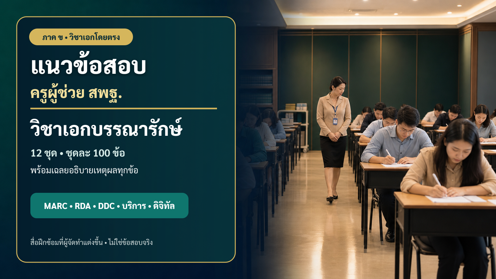 ชุดข้อสอบออนไลน์: แนวข้อสอบครูผู้ช่วย สพฐ. ภาค ข วิชาเอกบรรณารักษ์ ชุดที่ 01