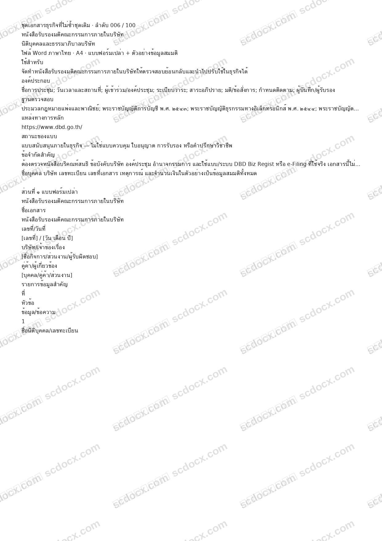 แบบฟอร์มธุรกิจพร้อมใช้ | หนังสือรับรองมติคณะกรรมการภายในบริษัท (Word + ตัวอย่าง)