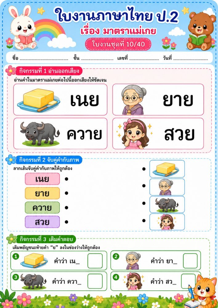 IMG ใบงานวิชาภาษาไทย ป2