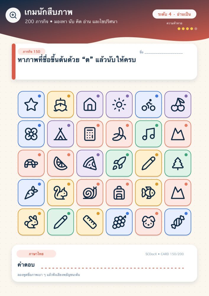 แจกฟรี เกมนักสืบภาพ 150 | หาภาพที่ชื่อขึ้นต้นด้วย “ต” แล้วนับให้ครบ