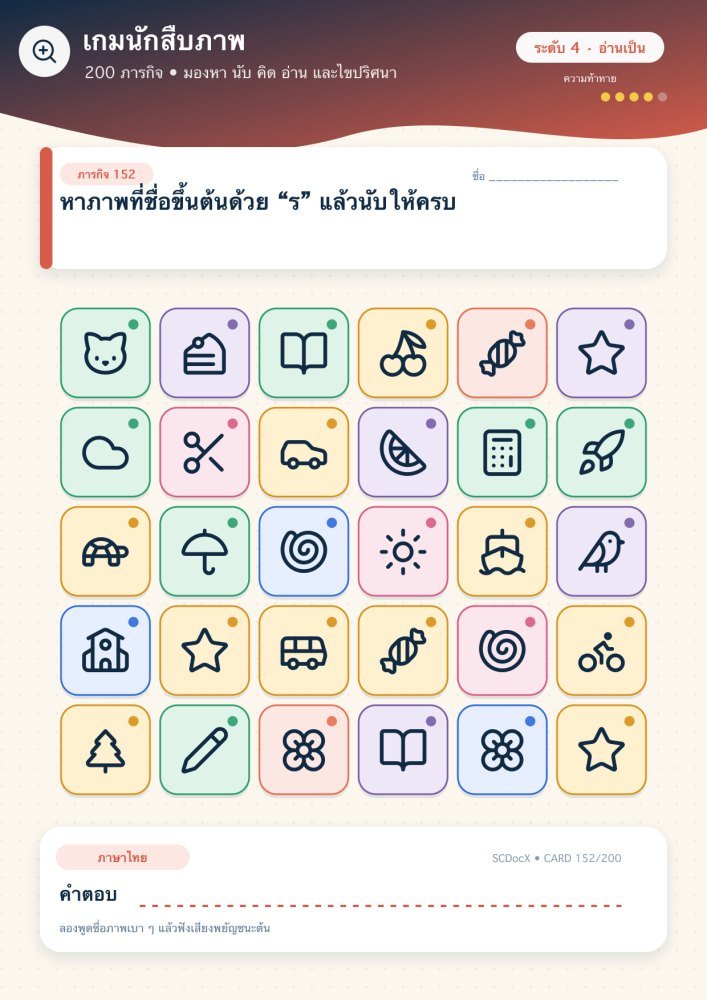 แจกฟรี เกมนักสืบภาพ 152 | หาภาพที่ชื่อขึ้นต้นด้วย “ร” แล้วนับให้ครบ