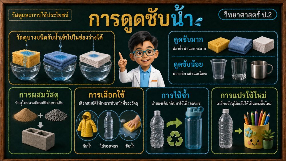 แจกฟรี | วิทยาศาสตร์ ป.2 เรื่อง วัสดุและการใช้ประโยชน์ | สื่อ 3D แนวนอน
