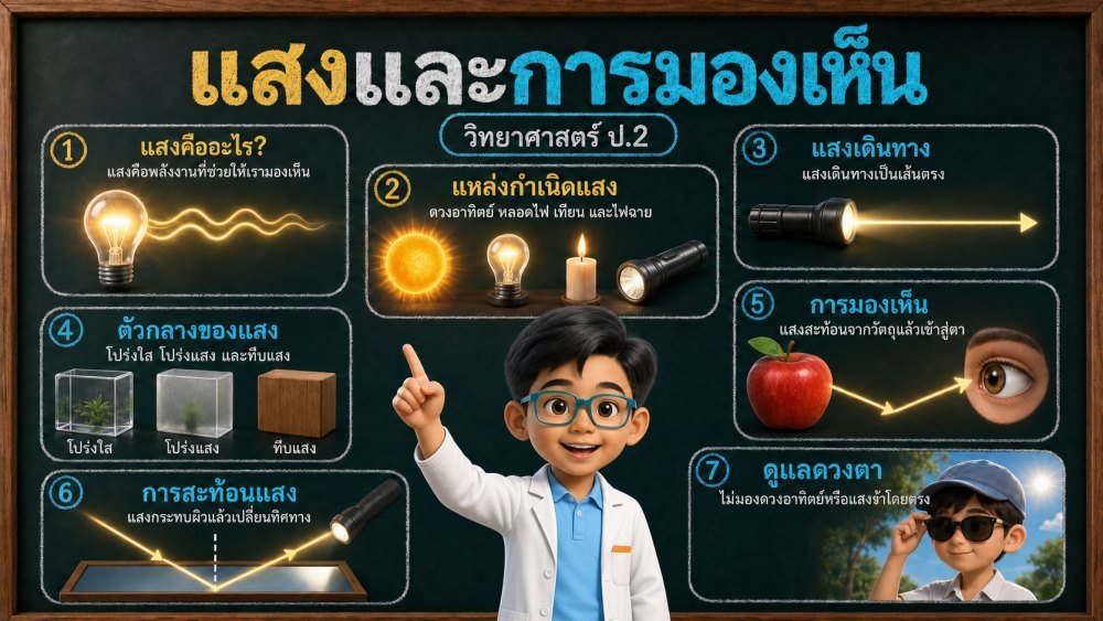 แจกฟรี | วิทยาศาสตร์ ป.2 เรื่อง แสงและการมองเห็น | สื่อ 3D แนวนอน