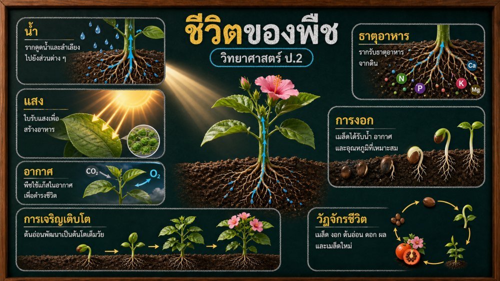 แจกฟรี | วิทยาศาสตร์ ป.2 เรื่อง ชีวิตของพืช | สื่อ 3D แนวนอน
