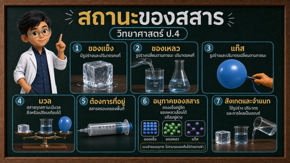 แจกฟรี | วิทยาศาสตร์ ป.4 เรื่อง สถานะของสสาร | สื่อ 3D แนวนอน