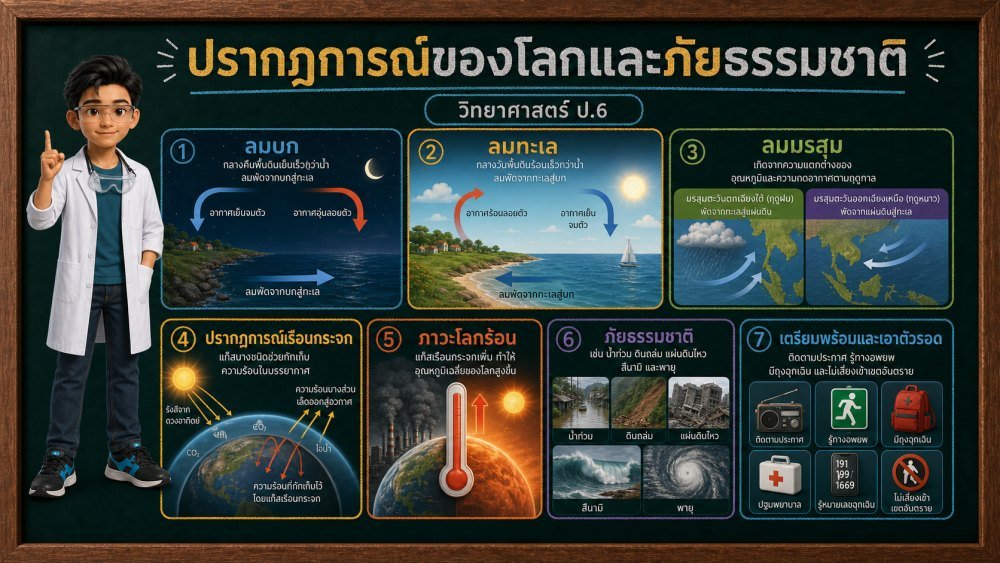 แจกฟรี | วิทยาศาสตร์ ป.6 เรื่อง ปรากฏการณ์ของโลกและภัยธรรมชาติ | สื่อ 3D แนวนอน