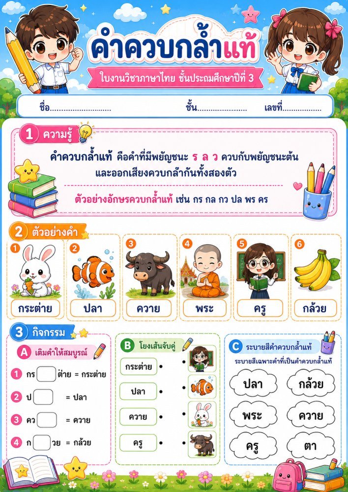 ใบงานวิชาภาษาไทย ป.3