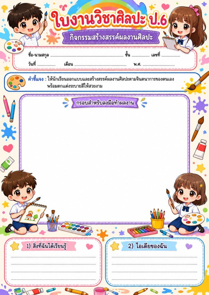 ใบงานวิชาศิลปะ (ทัศนศิลป์) ป.6 (ชุดที่ 2)