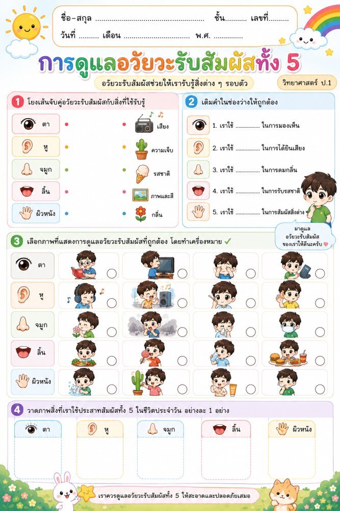 ใบงานวิชาวิทยาศาสตร์ ป.1