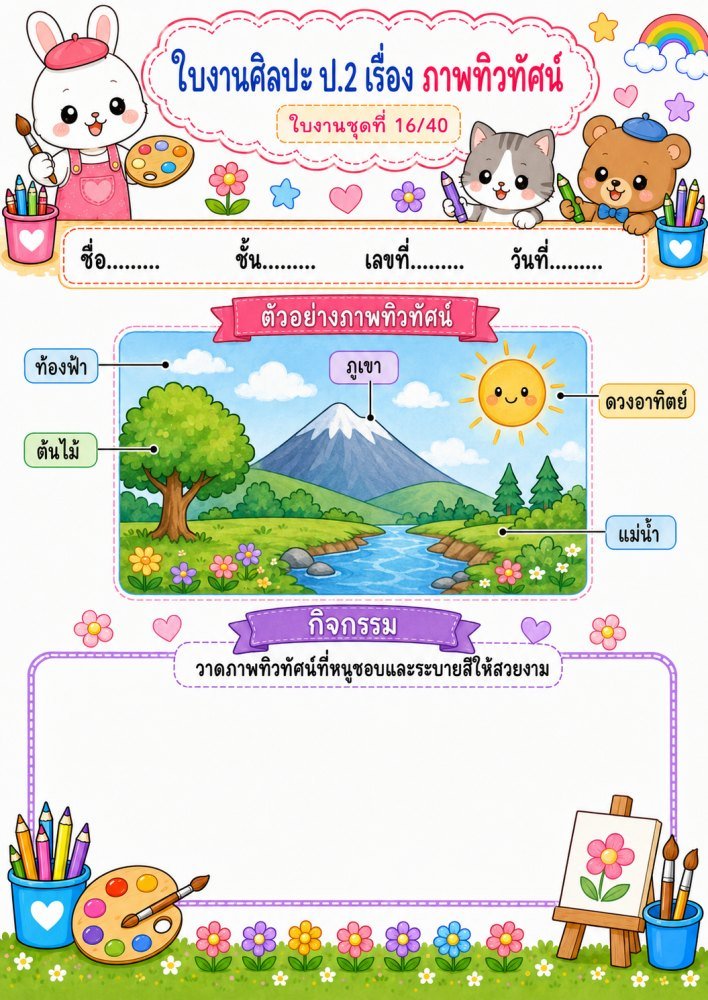 ใบงานวิชาศิลปะ ป.2 (ชุดที่ 3)