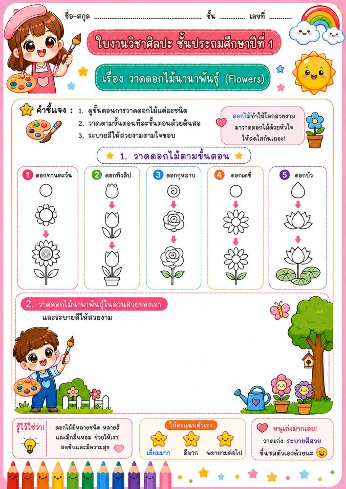 ใบงานวิชาศิลปะ ป.1 (ชุดที่ 17)