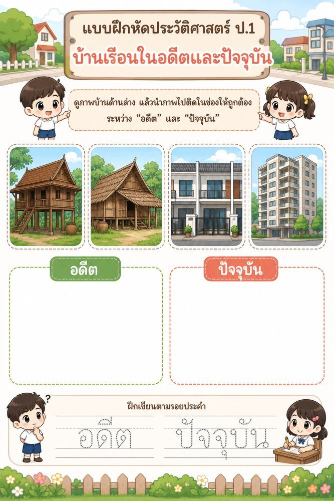 ใบงานวิชาประวัติศาสตร์ ป.1 (ชุดที่ 13)