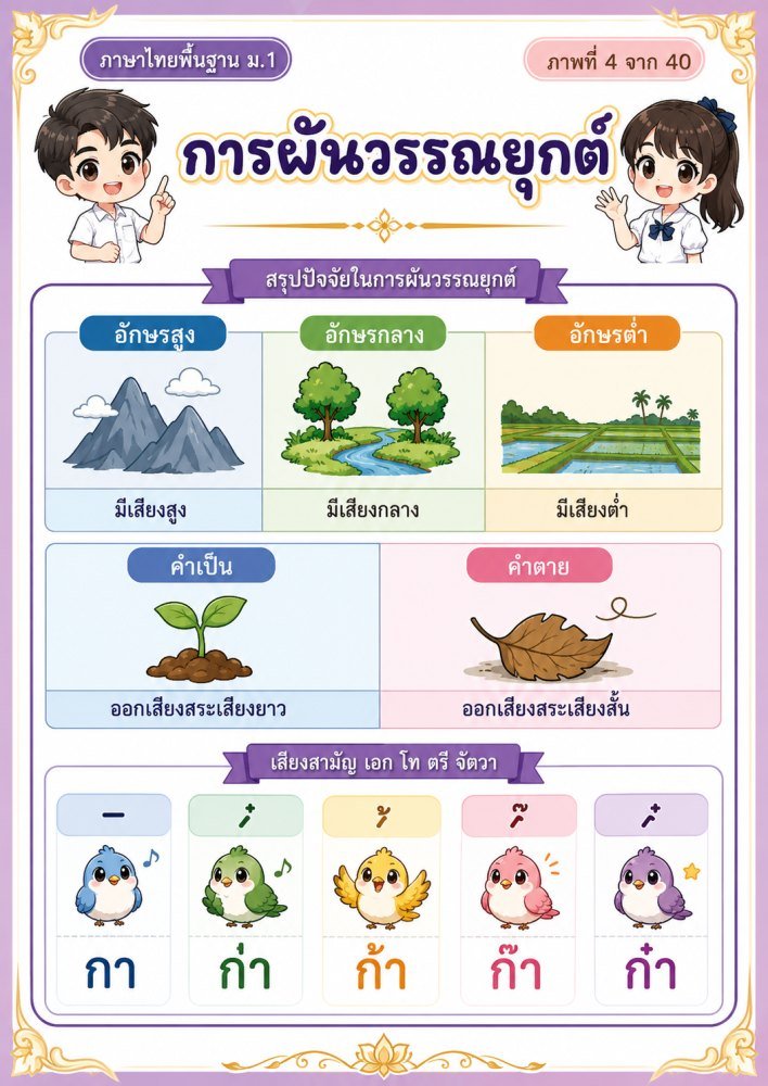สื่อการเรียนรู้ ม.1 ฟรี 018 — 04 สื่อการสอนภาษาไทยพื้นฐาน ม1 เรื่อง การผันวรรณยุกต์