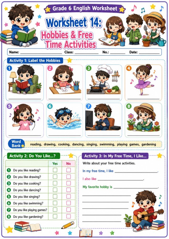 สื่อการเรียนรู้ ป.6 ฟรี 032 — ใบงาน วิชาอังกฤษ ชั้นป6 ชุดที่ 14